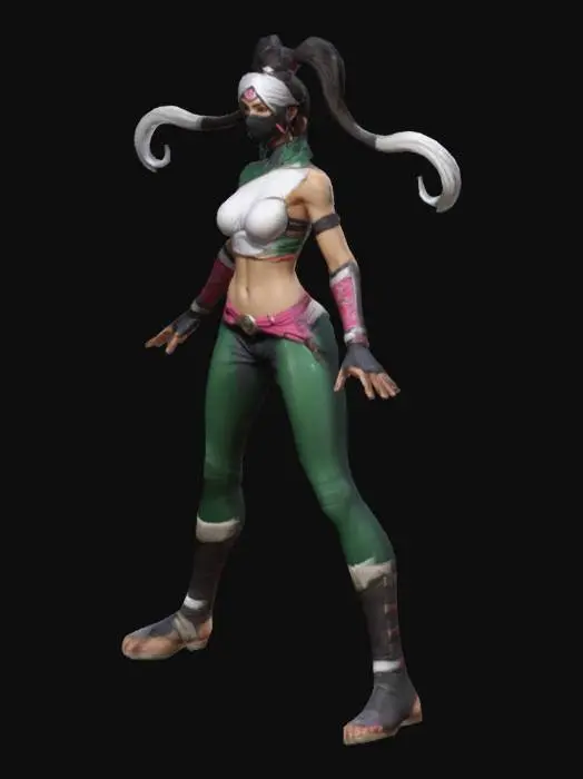 3D model for akali ninja in league of legends
, Game Assets, Highly Detailed, Ultra Realistic, Symmetrical Body, A-pose, Full Body, ARMS AWAY FROM THE BODY , detailed face , no hair , no fur , game , no gun , no gun holder , no belt , no coat   ,  