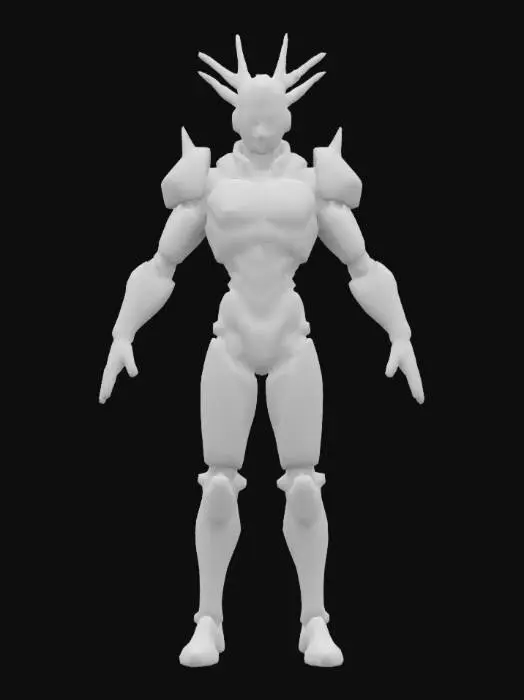 3D model for Shinobi shozoku robotic   , Game Assets, Highly Detailed, Ultra Realistic, Symmetrical Body, A-pose, Full Body, ARMS AWAY FROM THE BODY , detailed face , no hair , no fur , game , no gun , no gun holder , no belt , no coat   ,  