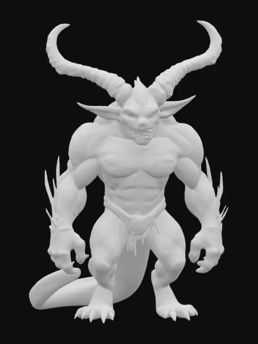 3D model for Create a detailed 3D model of a mythical oceanic creature with two prominent, curved horns on its head. The creature should have a muscular, imposing physique, with the horns extending outward and slightly upward. The texture of the horns should resemble polished bone or stone, and the creature's skin should have a rough, scaled surface. Its facial features should be fierce, with sharp eyes and defined, strong jawlines. This creature embodies a powerful and intimidating presence., #ocean# , game asset , Scorn
Survival game, Scorn
