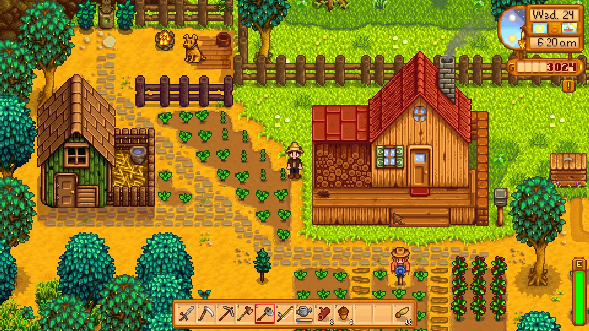 Game pertanian Stardew Valley 2D dengan gaya seni piksel, menampilkan kesederhanaan dalam game 2d vs 3d