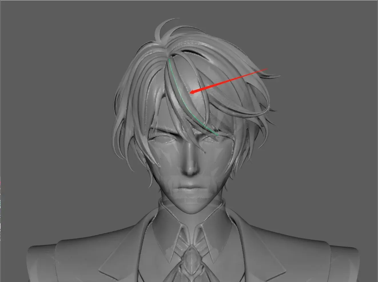 Meshy-generated character bust showing detailed hair volume and strand flow