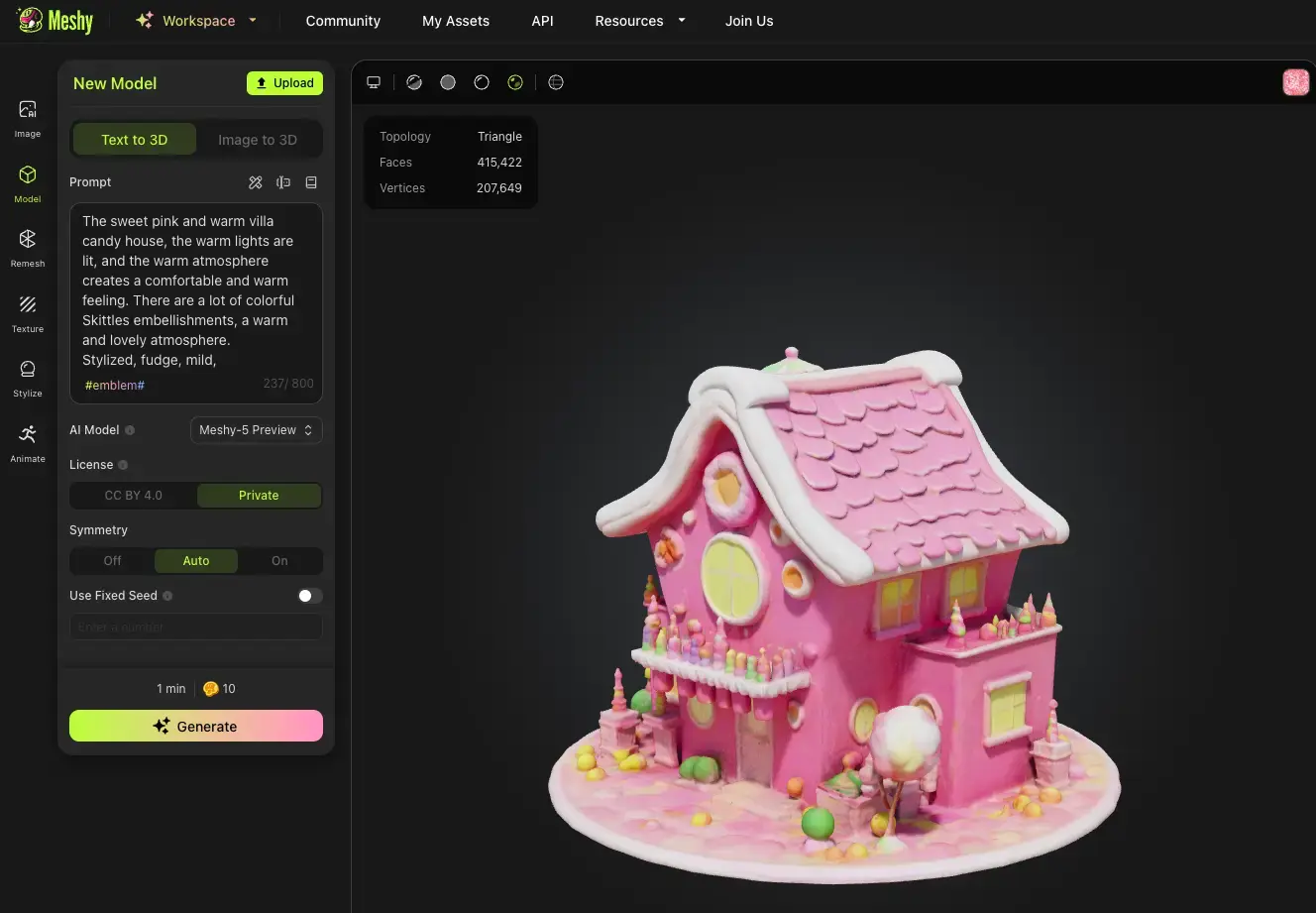 Meshy AI를 사용하여 3D 요소 생성하기