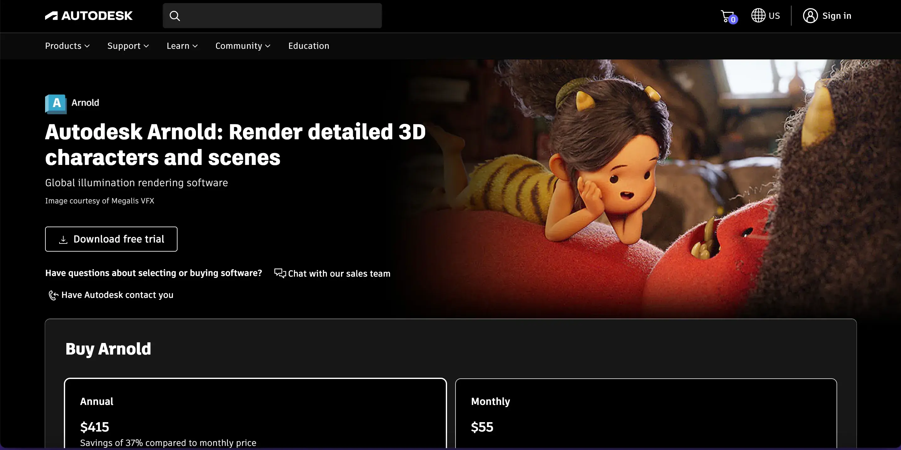 screenshot-of-autodesk-arnold-official-website