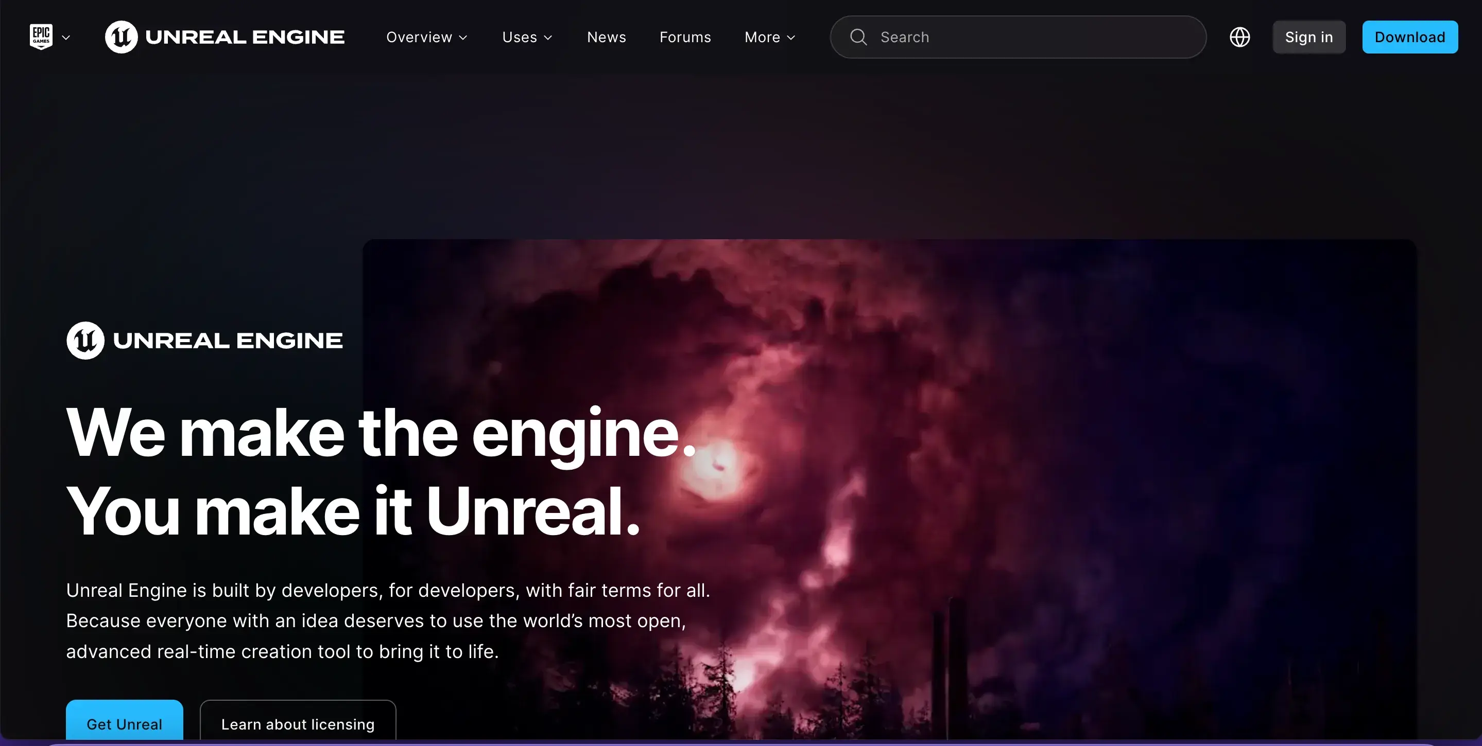 screenshot-of-unreal-engine-official-website