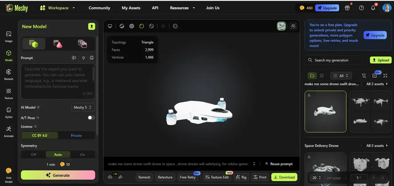 meshy-ai-3d-model-swift-drone-space-roblox