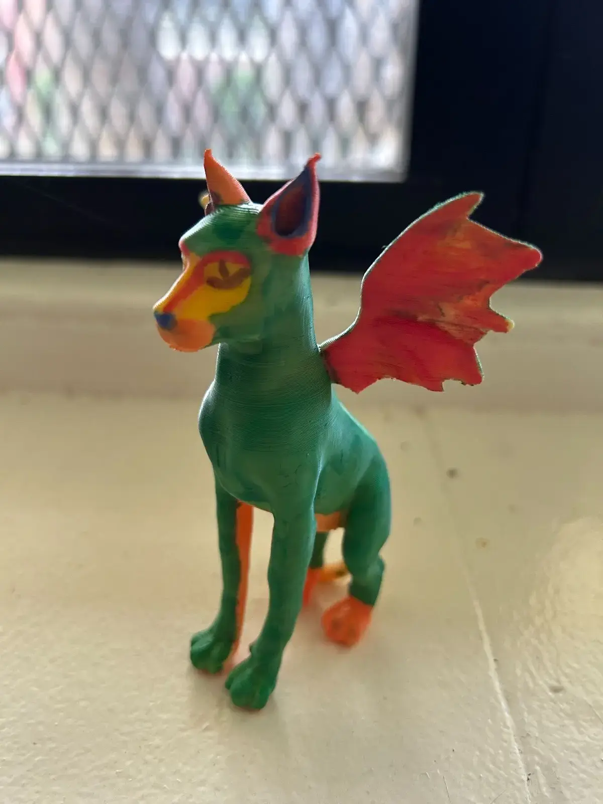 student-painted-3d-printed-winged-dog-alebrije