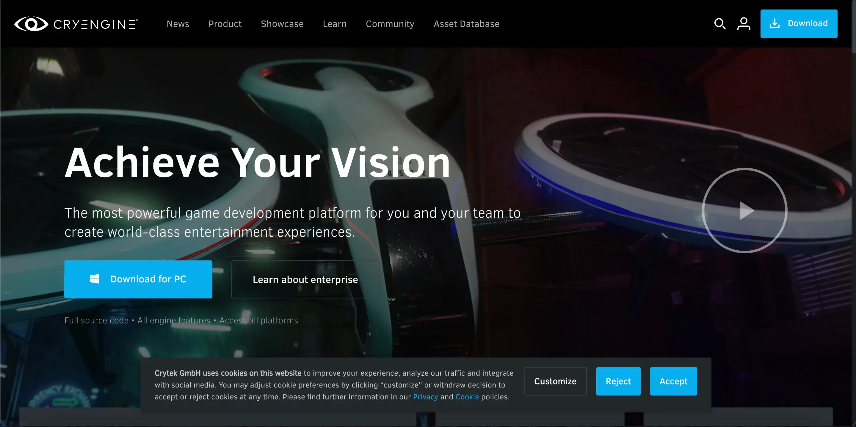 screenshot-of-official-cryengine-website