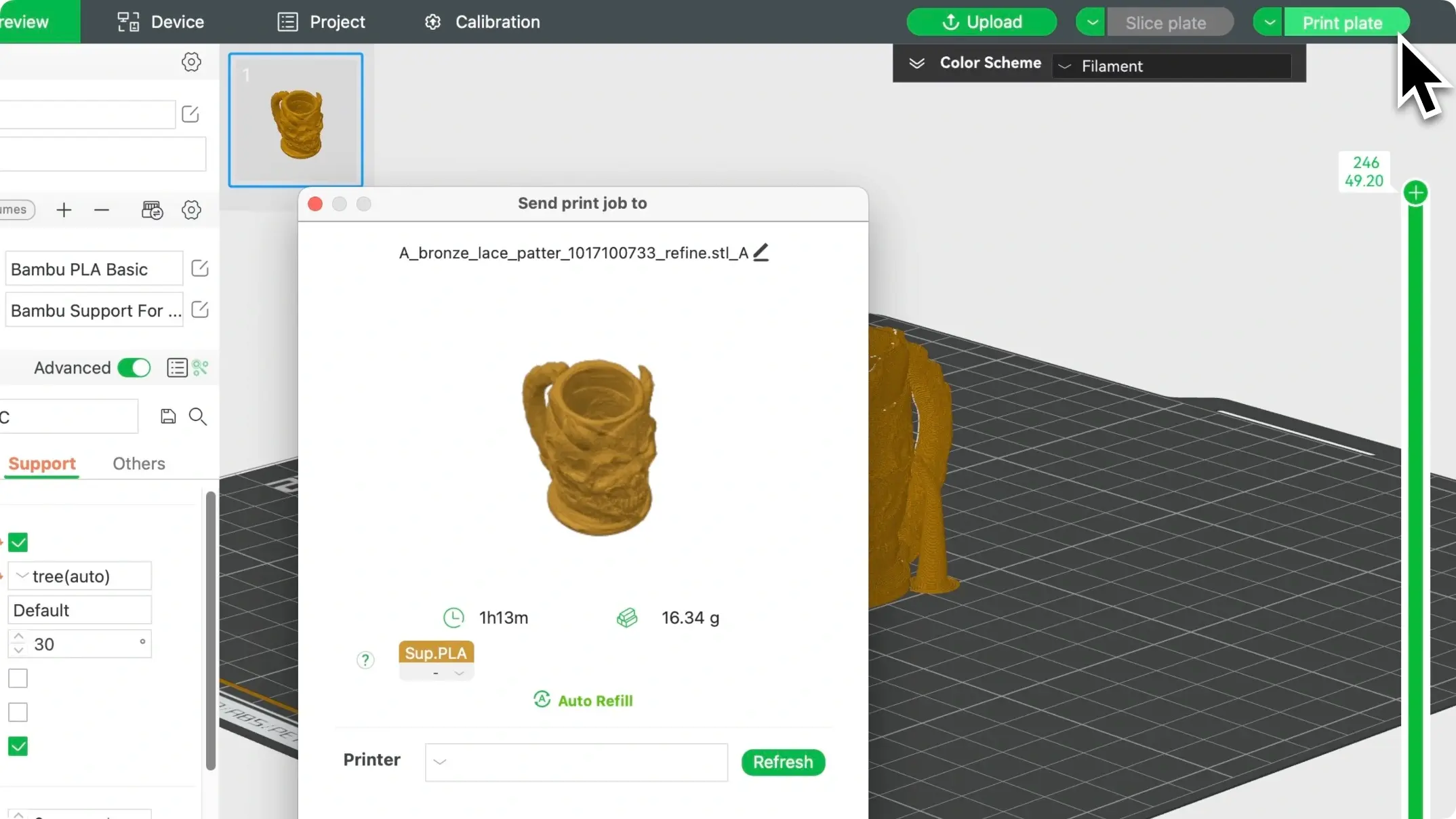 Send the model to 3D printer