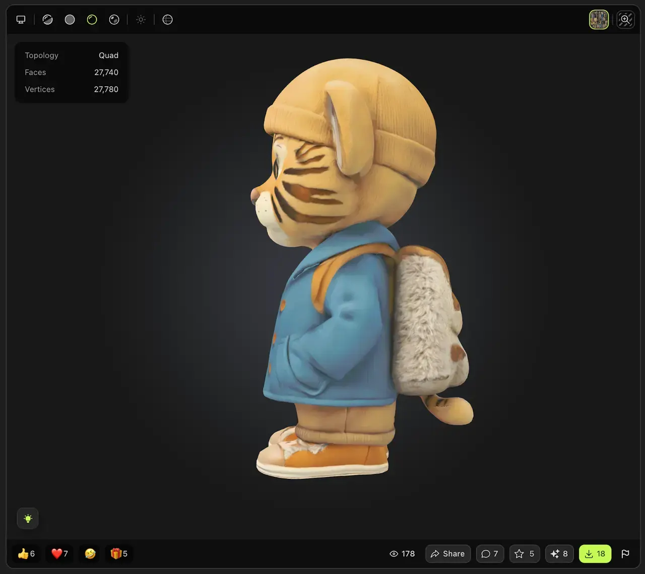 meshy-ai-3d-model-side-view-animal-character