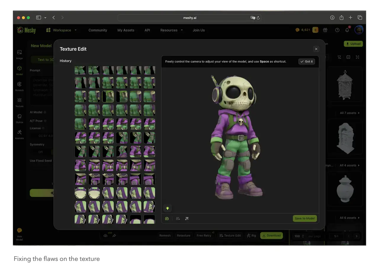 meshy-ai-texture-edit-3d-skeleton-character