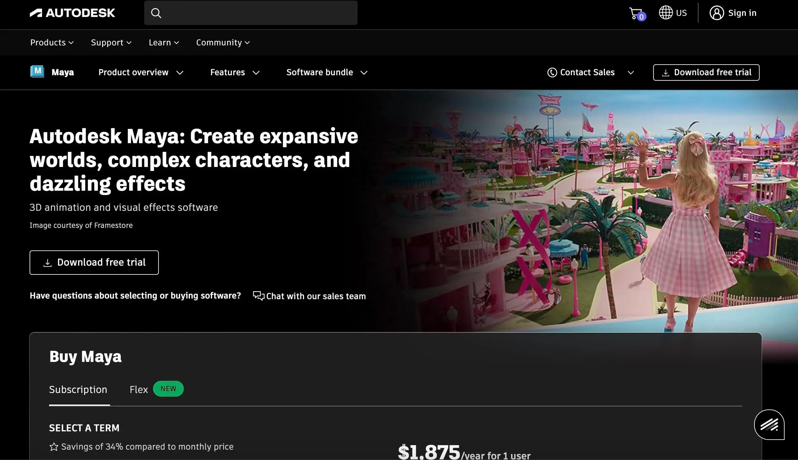 Trang chủ của Autodesk Maya