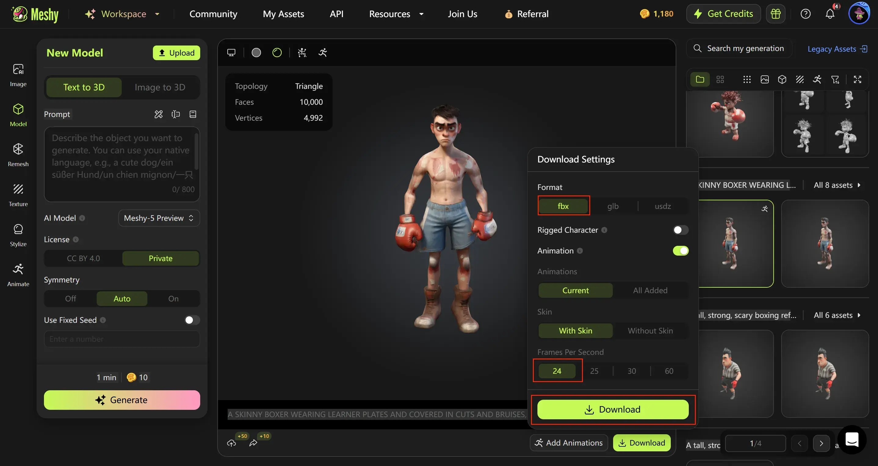 download-your-animated-model