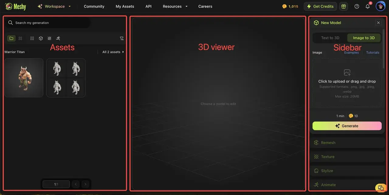 meshy's-workspace-for-user