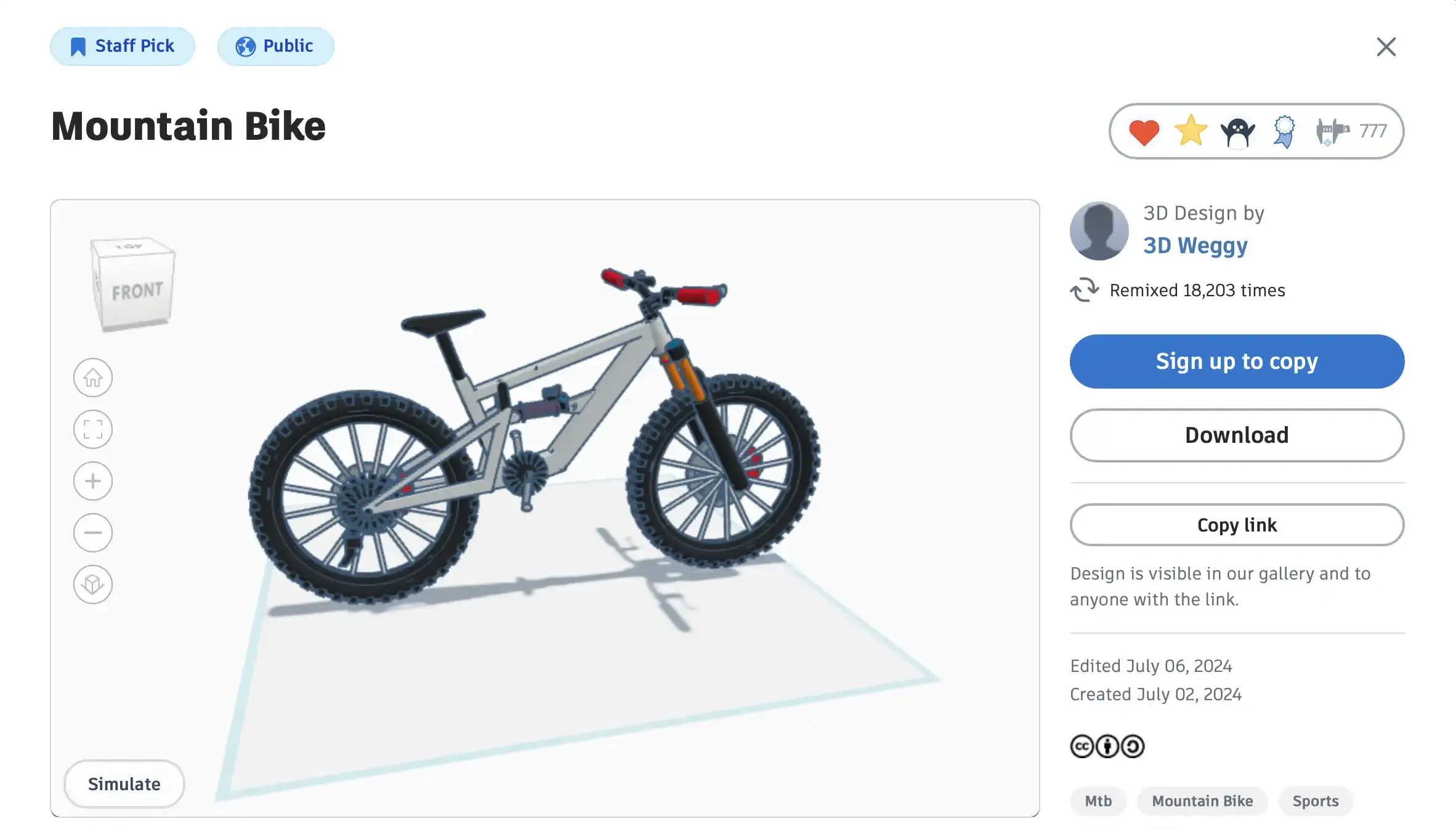 dağ bisikletinin dijital 3D modeli