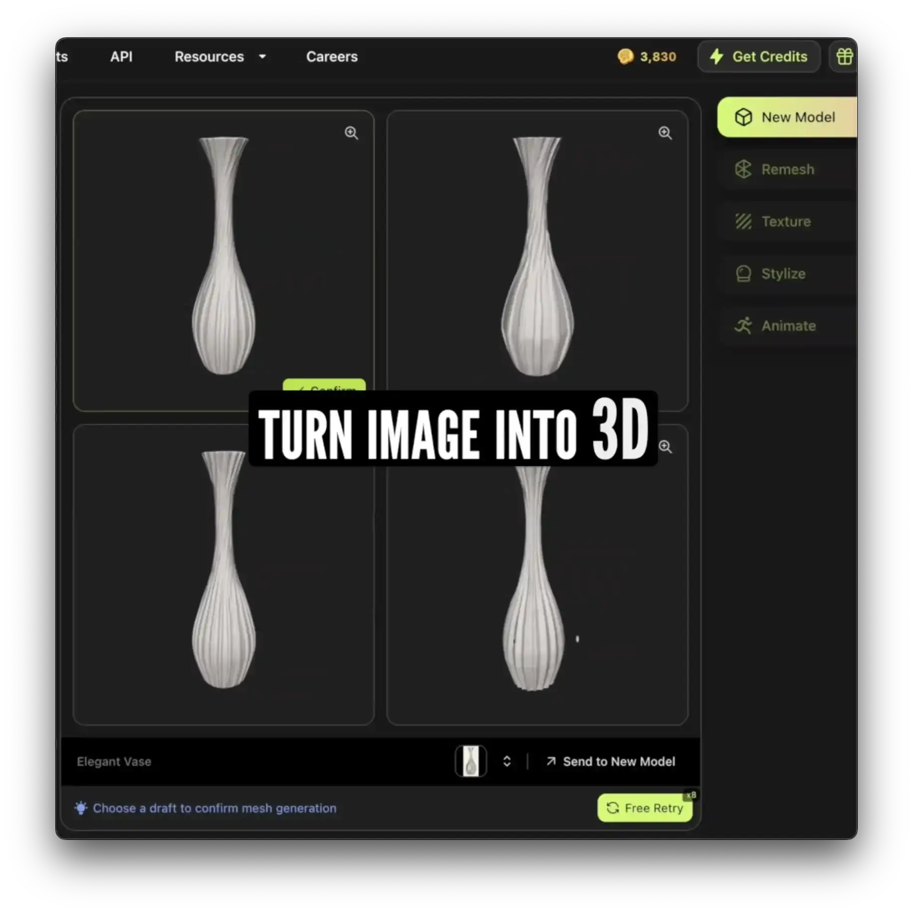 görüntüyü 3D modele dönüştürme
