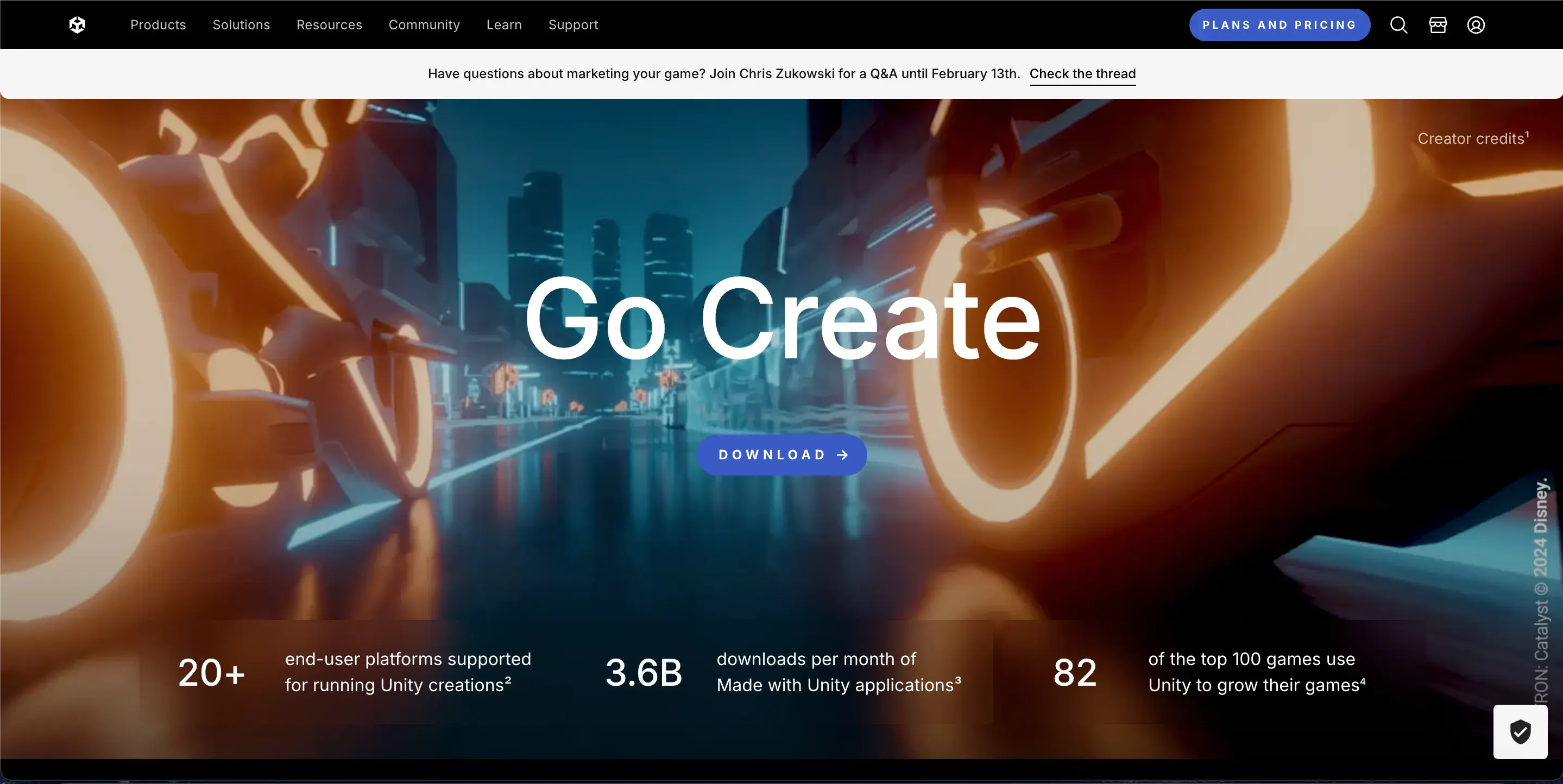 screenshot-of-unity-official-website
