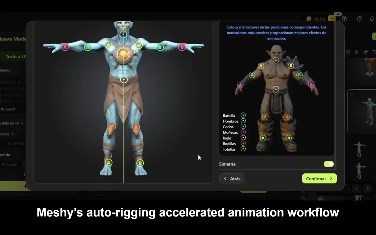 Auto-rigging in Meshy