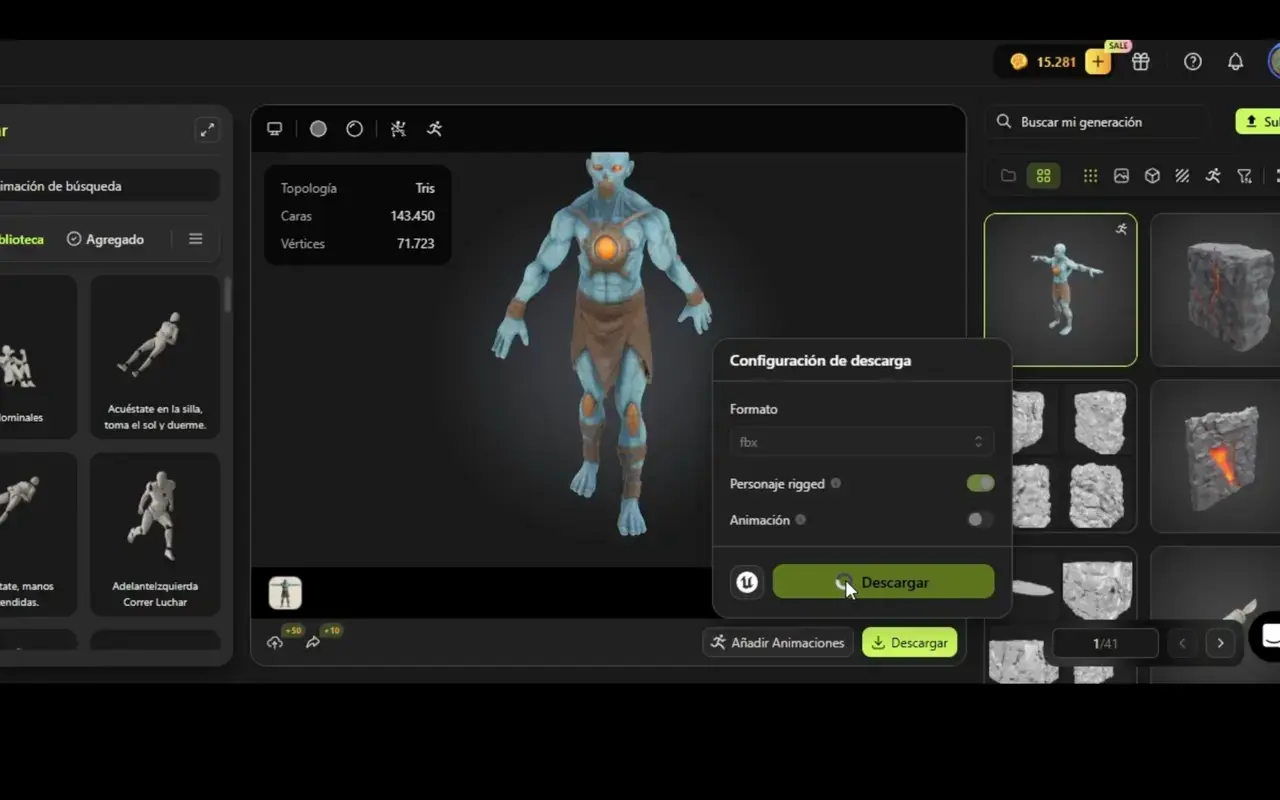 Download character from Meshy