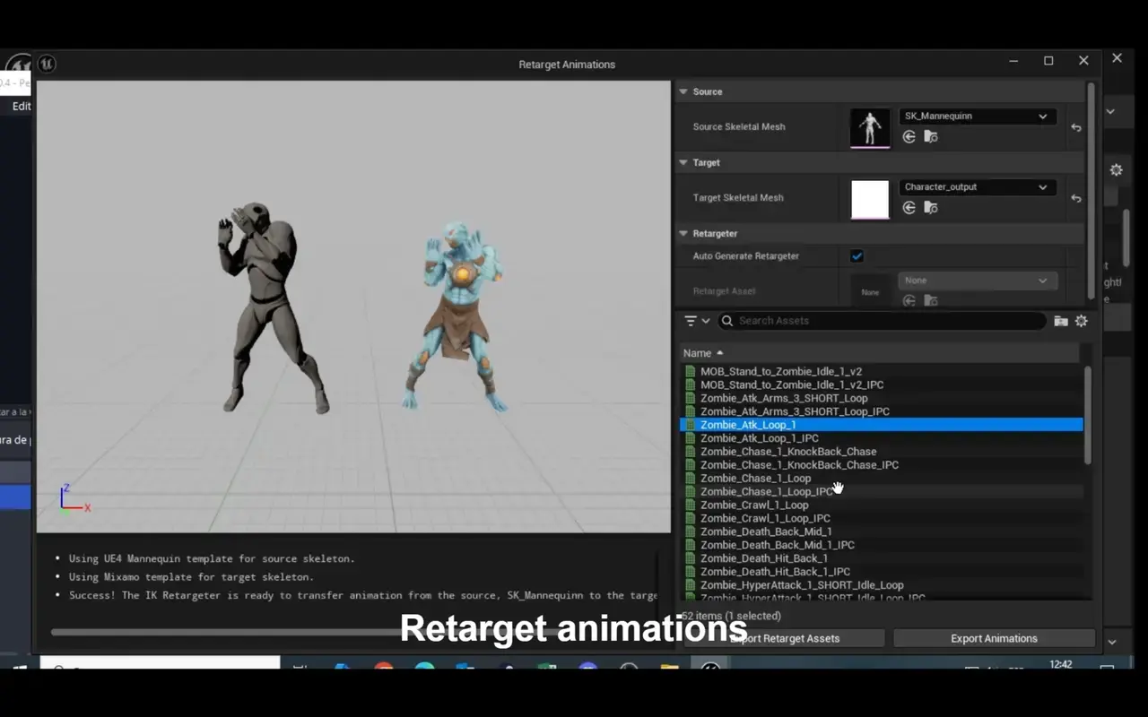 Retargeting animations in Unreal Engine