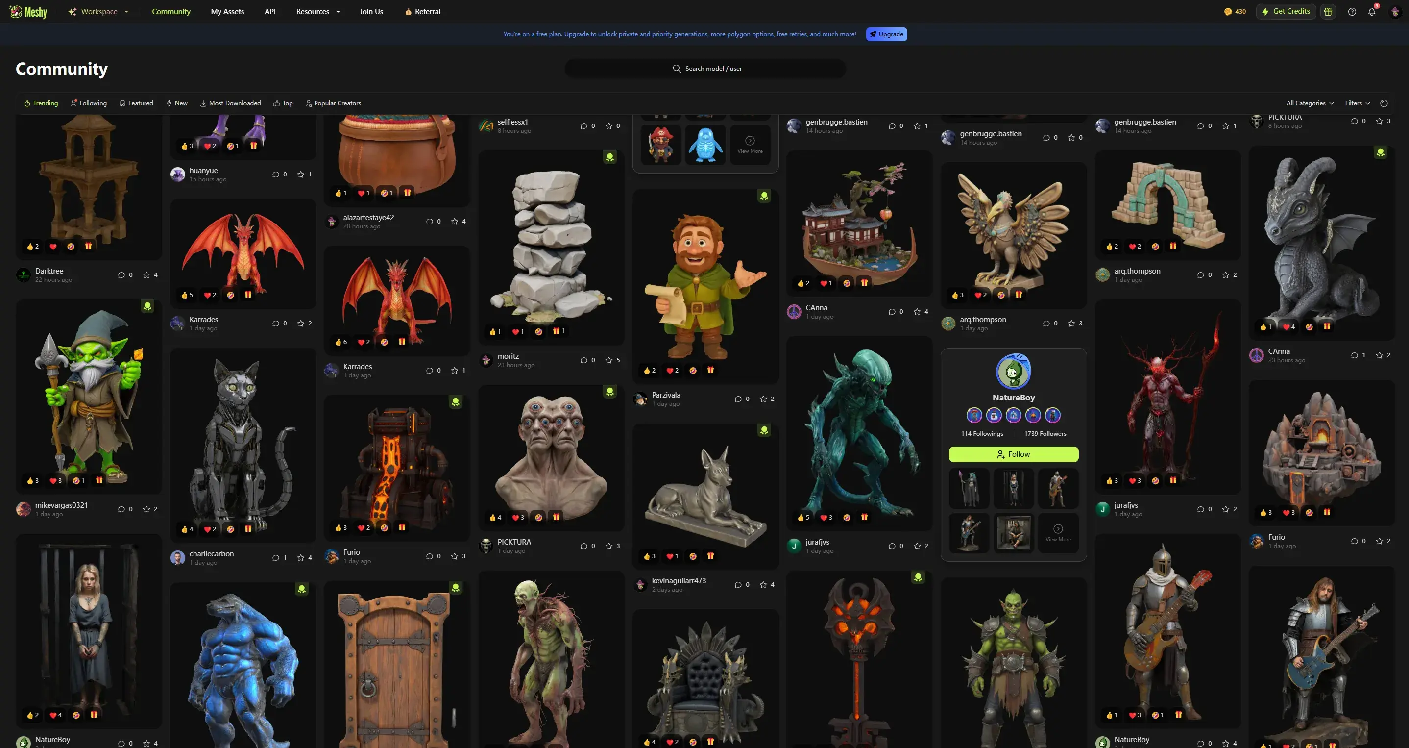 screenshot-of-meshy-community-interface