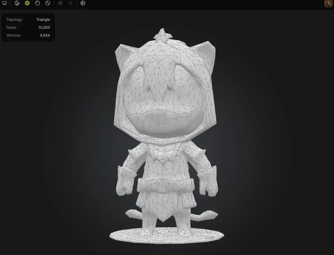 Приклад трикутної топології сітки, згенерований Meshy AI