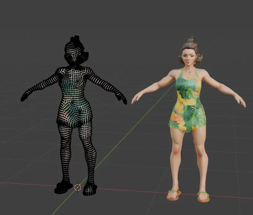 Point-and-click game Blender optimized mesh vs textured character