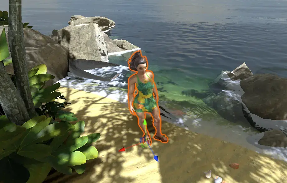 Point-and-click-Spiel Unity-Integration des geriggten tropischen Charakters