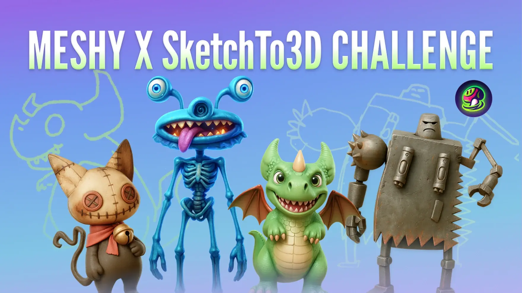 Meshy #SketchTo3D# Seltsame und wunderbare Kreaturen-Herausforderung!