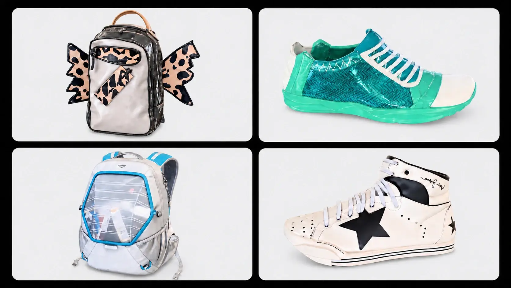 Giày sneaker và ba lô do học sinh thiết kế được chuyển thành mô hình 3D bằng Meshy AI