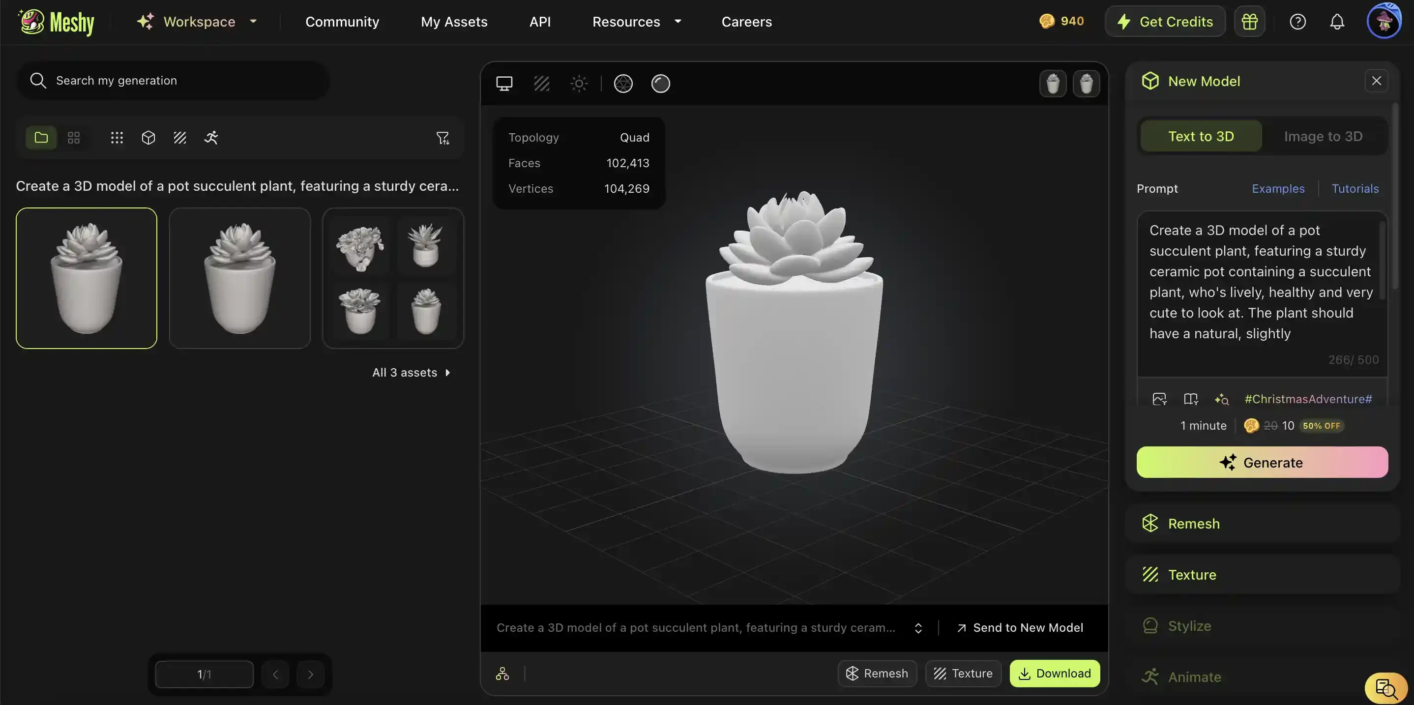 Exemple de conversion d'une plante succulente en pot
