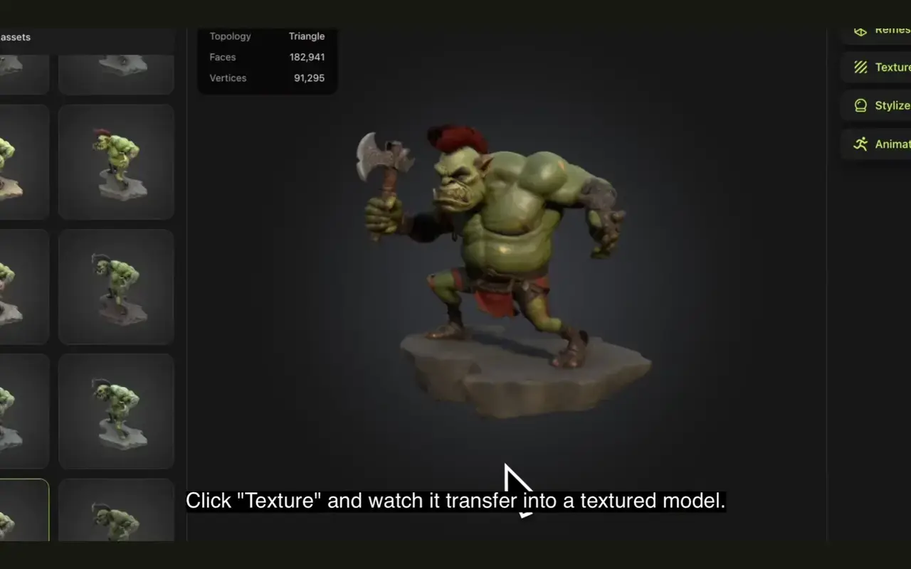 click texture and watch the model transfer into a textured model