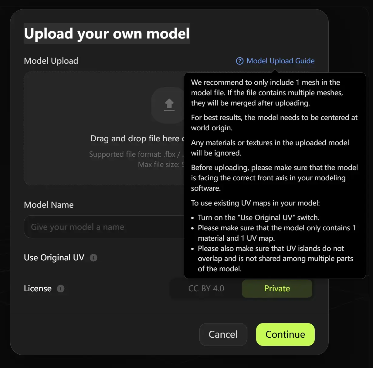 make sure your model follows the guidelines