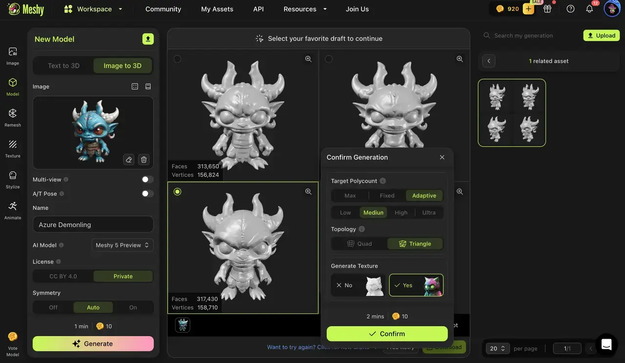 Passo 3 Gerar modelo 3D