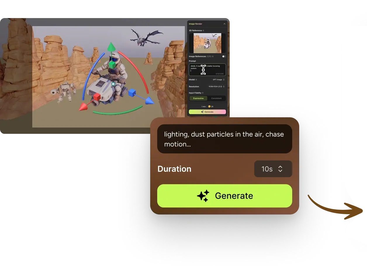 feature 3d to video background left