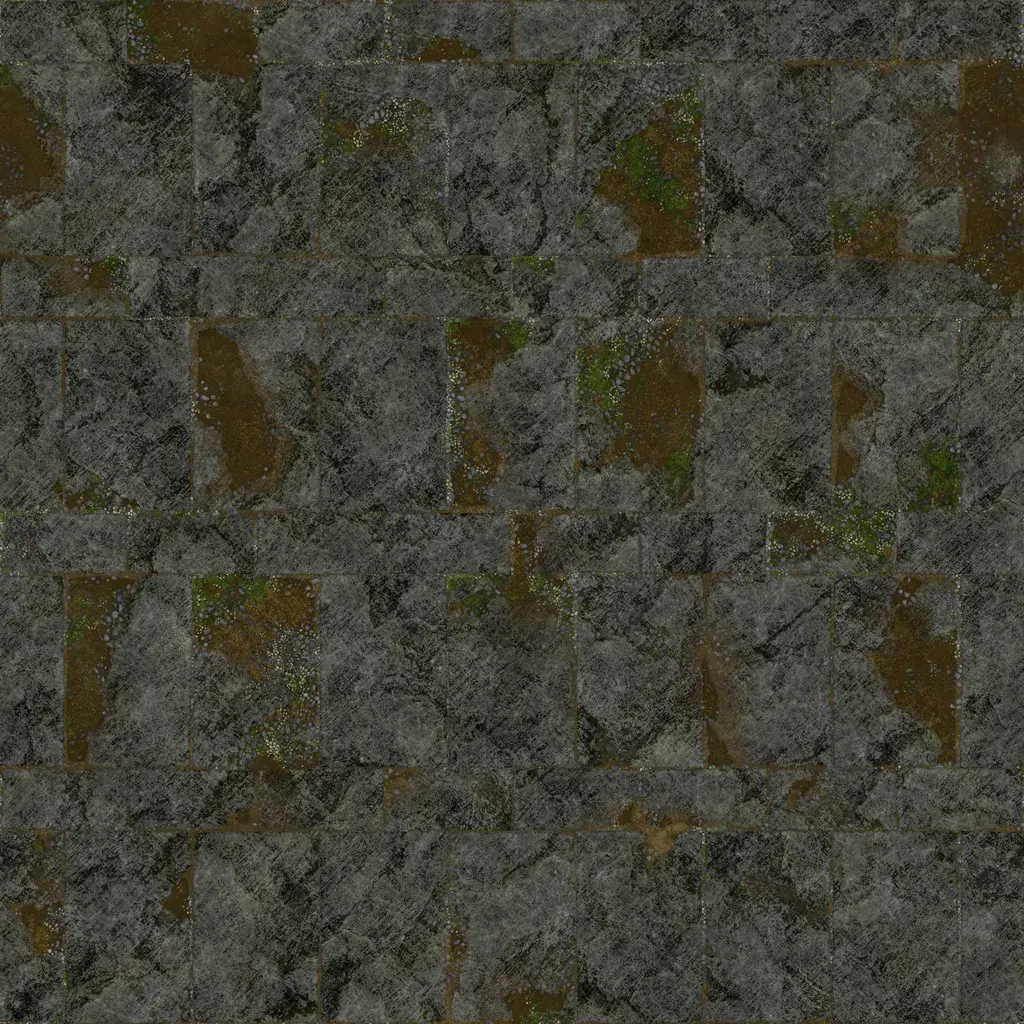Broken medieval stone tiles texture — free seamless PBR download | Meshy