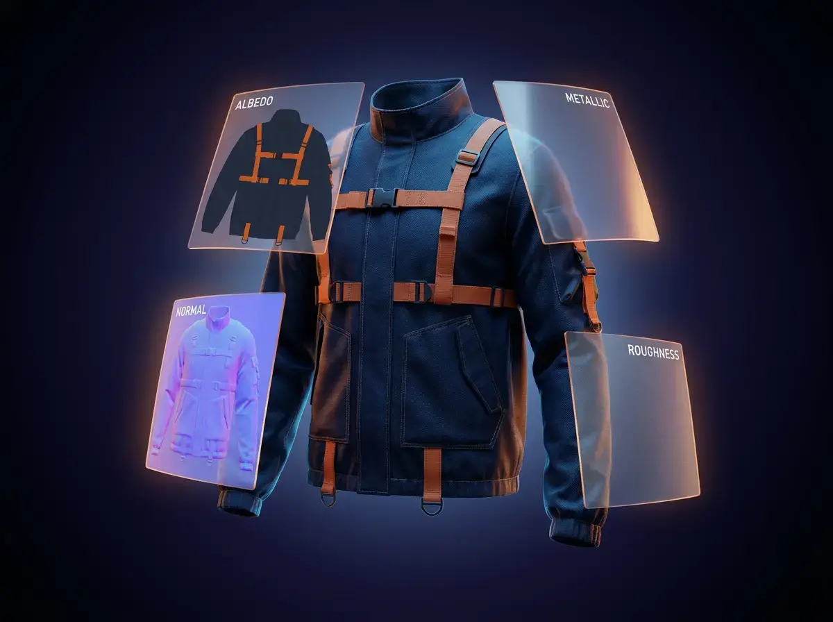 Vêtement 3D avec des matériaux PBR réalistes — denim, cuir et soie