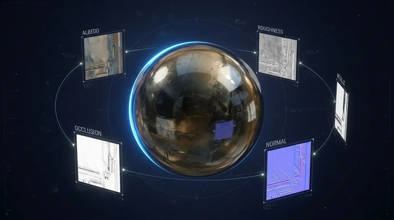 PBR dokuları otomatik olarak Unreal Engine 5 Material Instances'a eşlenmiş