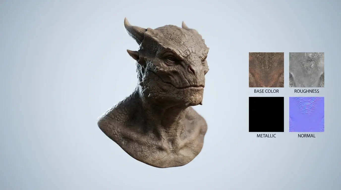 Meshy 中的 VFX 3D 资产上的工作室级 PBR 贴图