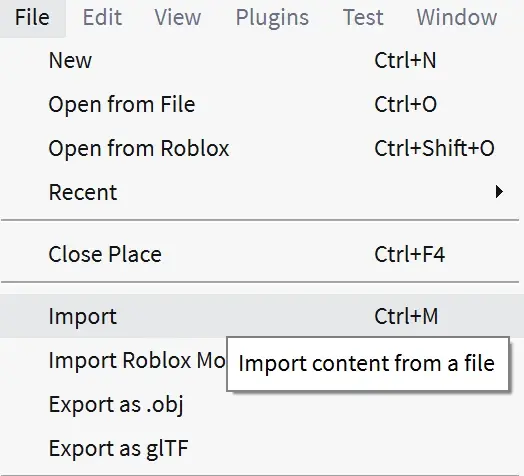 Apertura della finestra Import Preview in Roblox Studio