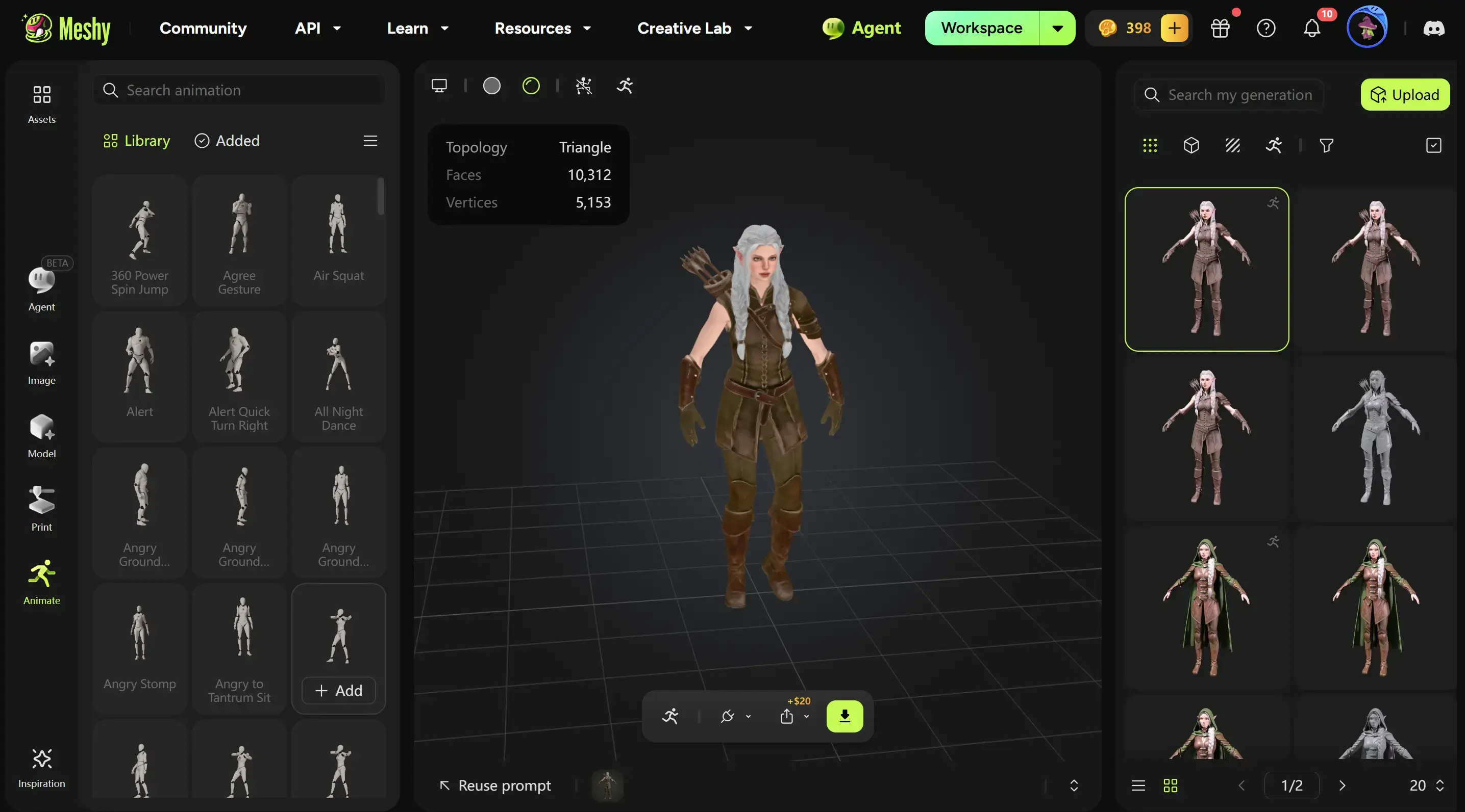 adding-a-built-in-animation-to-a-rigged-character-in-meshy