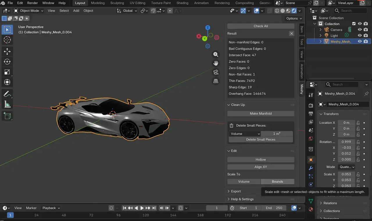 Blender'da ölçek, yönelim ve baskıya hazır olma durumunu düzenleyin