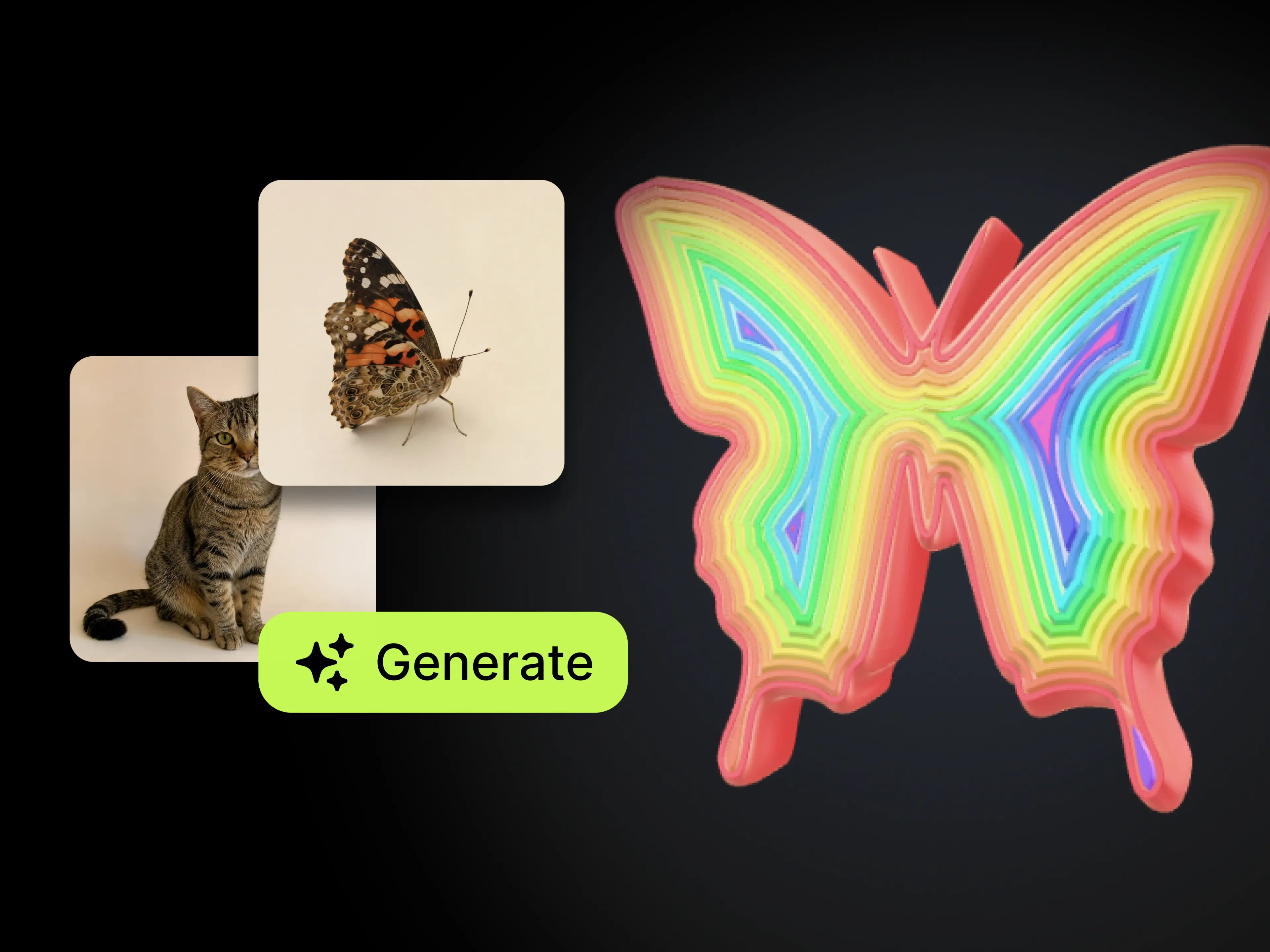 Forma 3D collassabile generata dall'IA dalla sagoma