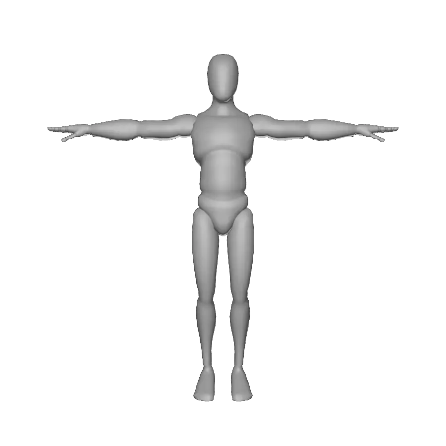 The A/T Pose control in the Meshy workspace, beside a generated character