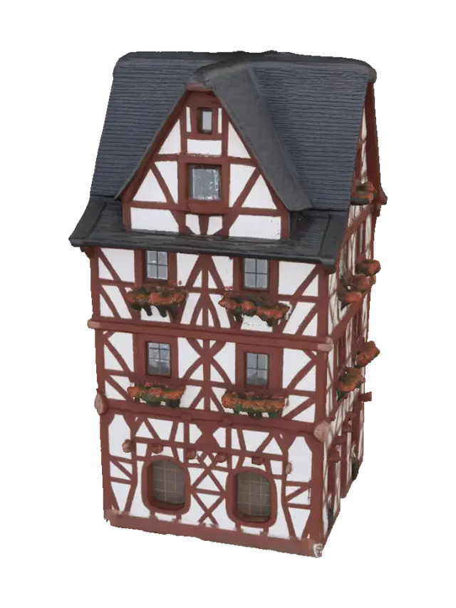 Timber-Framed House with Flower Boxes 3D model, vytvořený pomocí AI