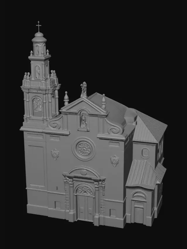 3D model for Sunlit Baroque Church Facade