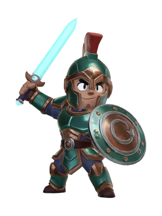 3D model for Bana elinde bir ışın kılıcı ve kalkan tutan türk 3D brawl stars tarzında bir karakter oluştur