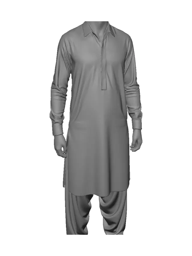 3D model for Midnight Elegance in Black Kurta
