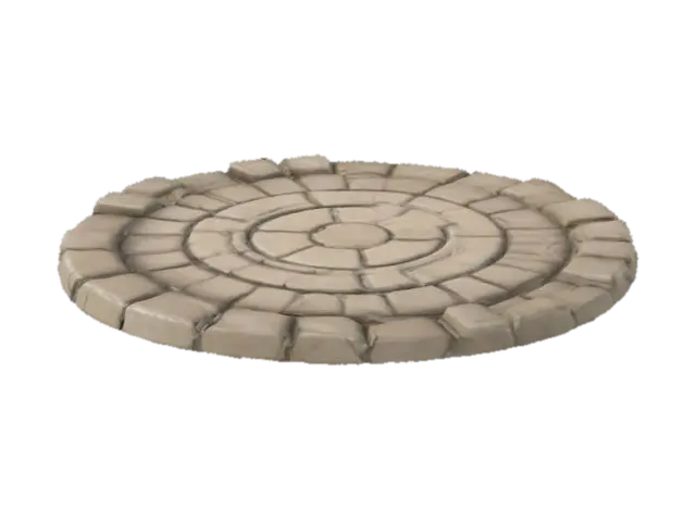 A simple, Stylized, 3D model of a chibi-style modular circular plaza tiles. Details:… 3D model, vytvořený pomocí AI
