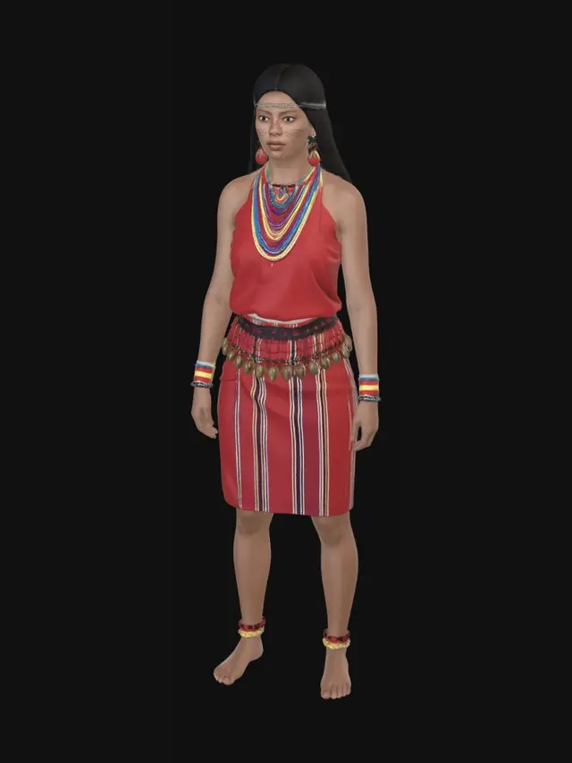3D model for Red Adorned Heritage Front and Back