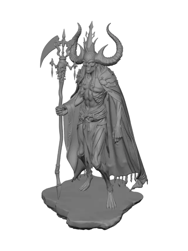3D model for Create a dark fantasy boss.

Ancient plague king.

Tall and thin.

Sacred corrupted priest.

Green crystals.

Rotten robes.

Huge scythe.

Long horns.

Ancient crown.

Floating relics.

Emaciated body.

Glowing eyes.

Game ready.